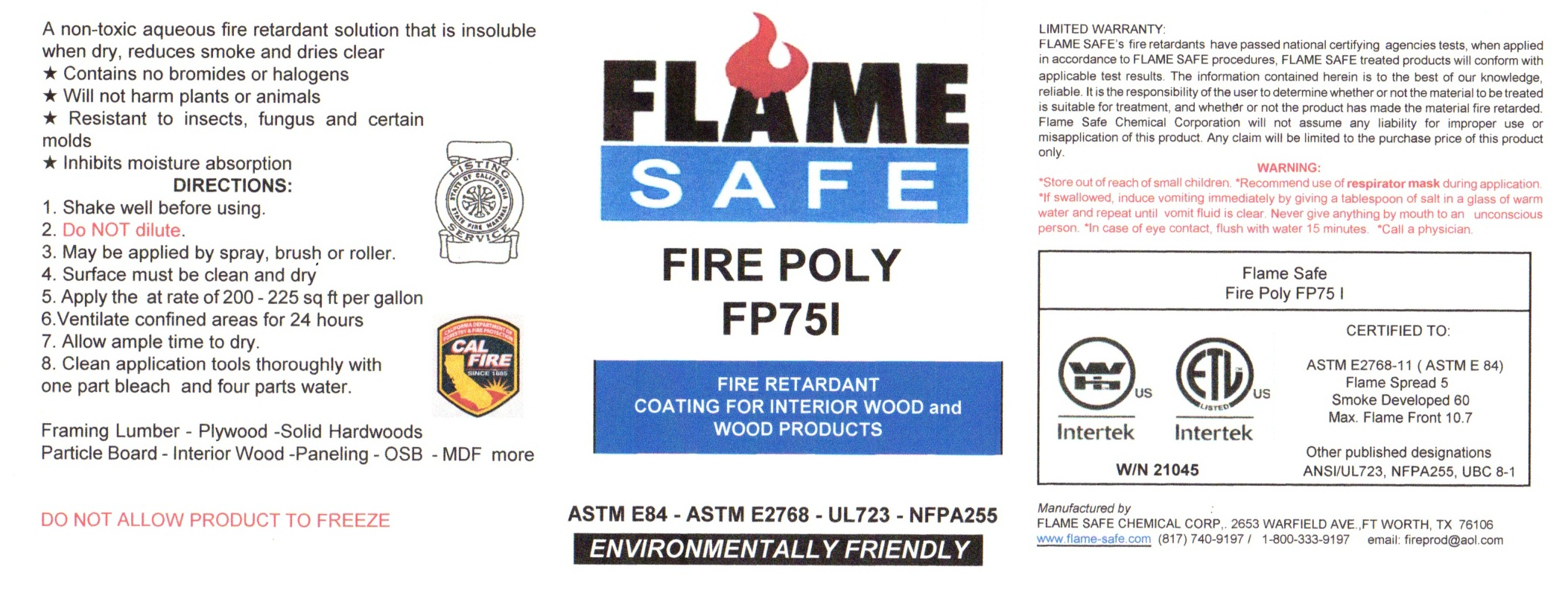 Fire Poly FP75I fire retardant for interior wood